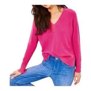 Lilly Pulitzer Kaycee Sweater V Neck Raglan Sleeve Passion Fruit Pink XS NWT